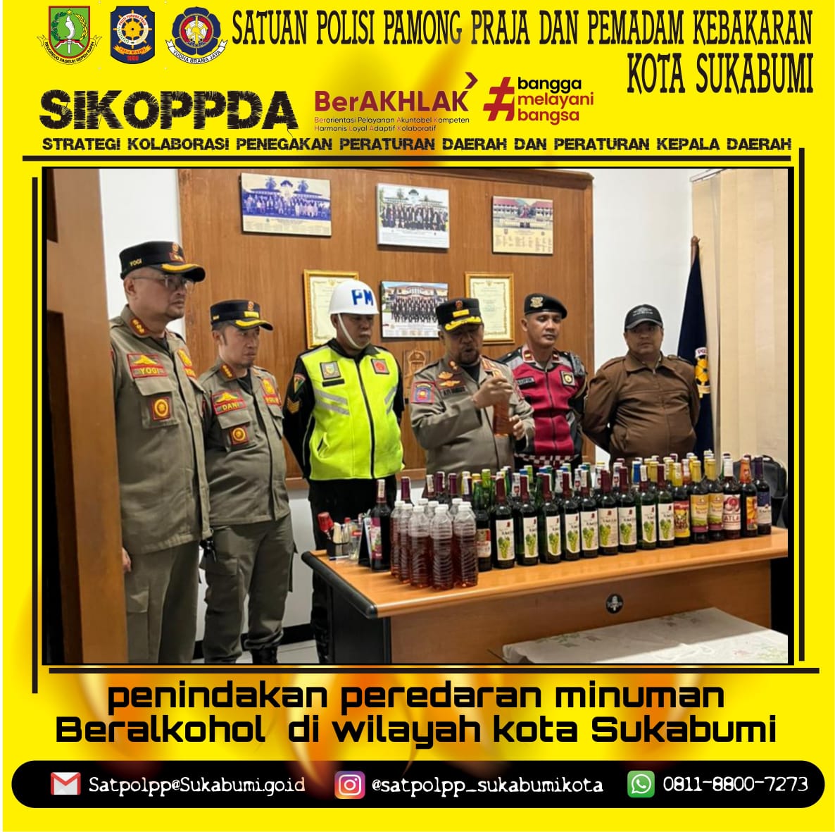 Satpol PP dan Damkar Kota Sukabumi Laksanakan Penindakan Penjual Minuman Beralkohol, 585 Botol Minuman Beralkohol/Mihol Diamankan