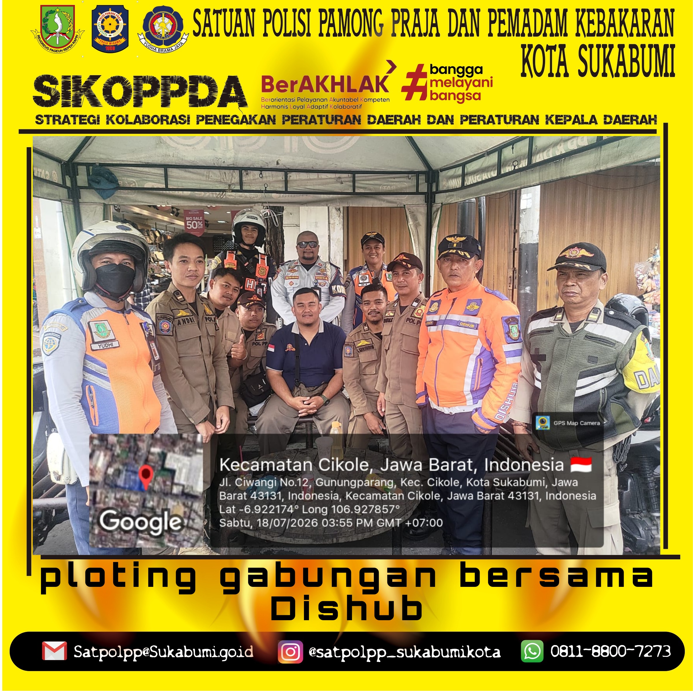 Satpol PP Kota Sukabumi Bersama Dishub Intensifkan Patroli dan Plotting di Jalan A. Yani Demi Menjaga Ketertiban Umum